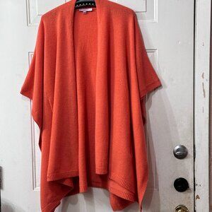 Calypso St. Barth Cashmere Sz S Womens Poncho Sweater Open Orange